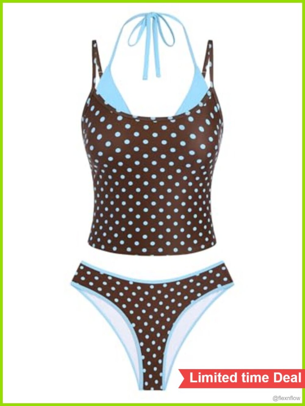 Women's Halter Tankini Set Tummy Control High Cut Cheeky Two Piece Swimsuit